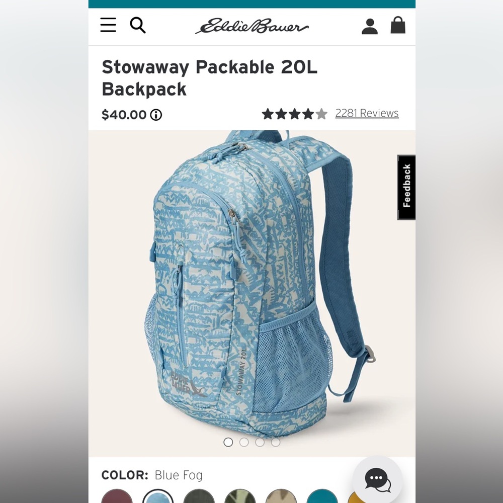 NWT Eddie Bauer Stowaway Backpack